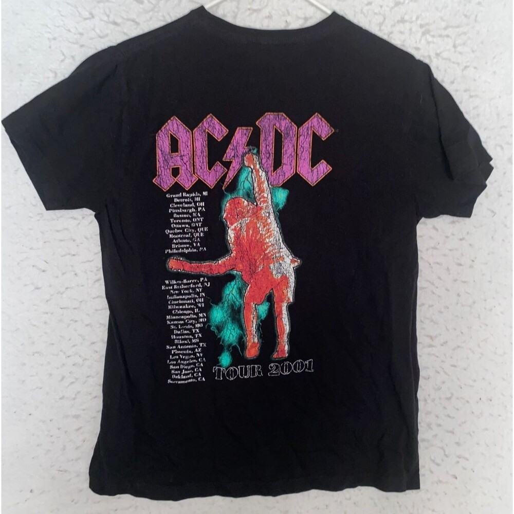 AC/DC 2001 Concert tour Full Colour Logo T-shirt sz M Black Short Sleeve